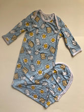Load image into Gallery viewer, NWOT Little Sleepies Blue Breakfast Buddies Knotted Newborn Gown
