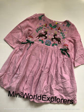 Load image into Gallery viewer, NWOT Mini Boden Pink Reindeer Cord Embroidered Party Dress
