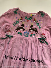 Load image into Gallery viewer, NWOT Mini Boden Pink Reindeer Cord Embroidered Party Dress
