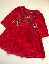 Load image into Gallery viewer, NWOT Mini Boden Red Reindeer Cord Embroidered Party Dress

