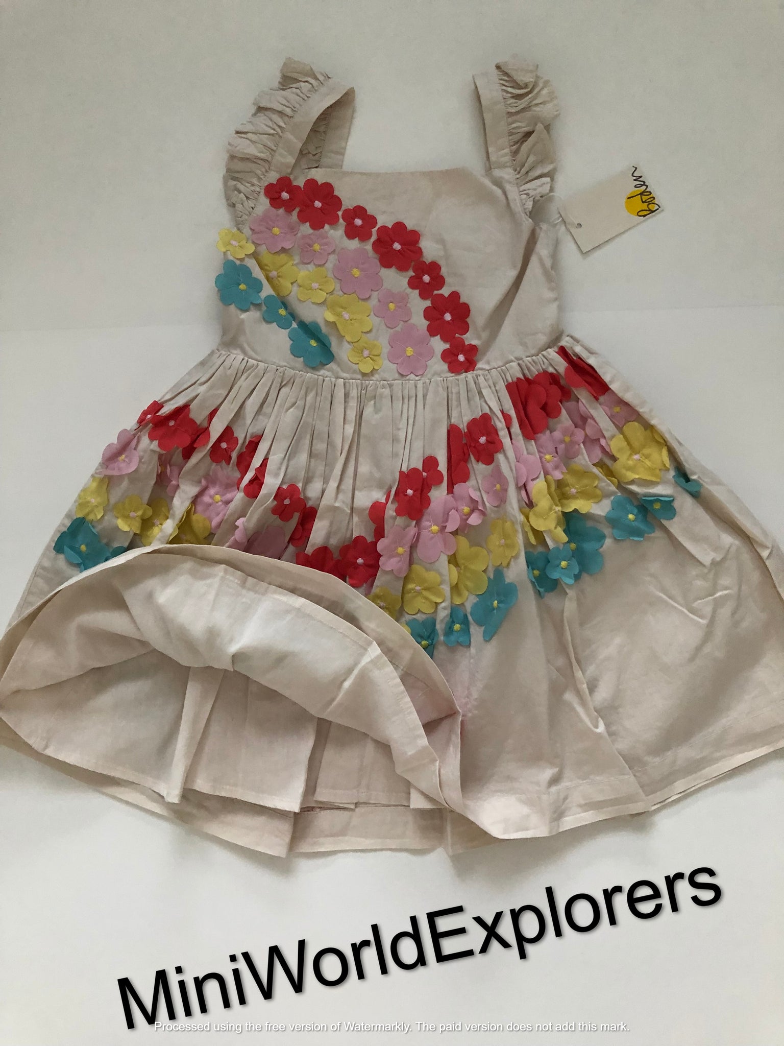 mini boden rainbow halter dress NWT Mini Boden Flutter Flower Rainbow Dress – Mini World Explorers