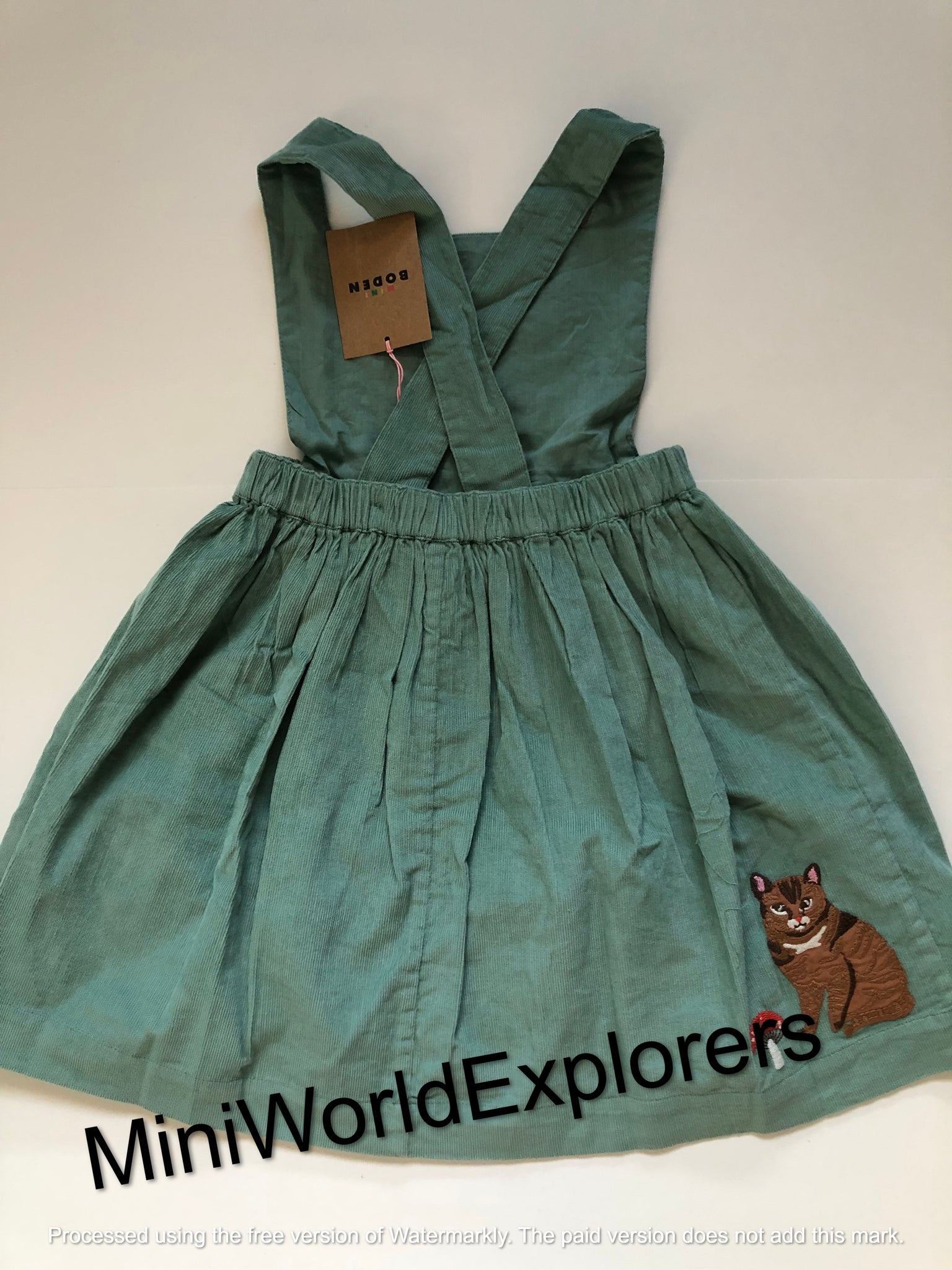 boden green cord dress Ros Panelled Cord Midi Dress-Green Fir main image 1