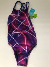 Load image into Gallery viewer, NWT Speedo Printed Double Strap One Piece Female Training Swimsuit
