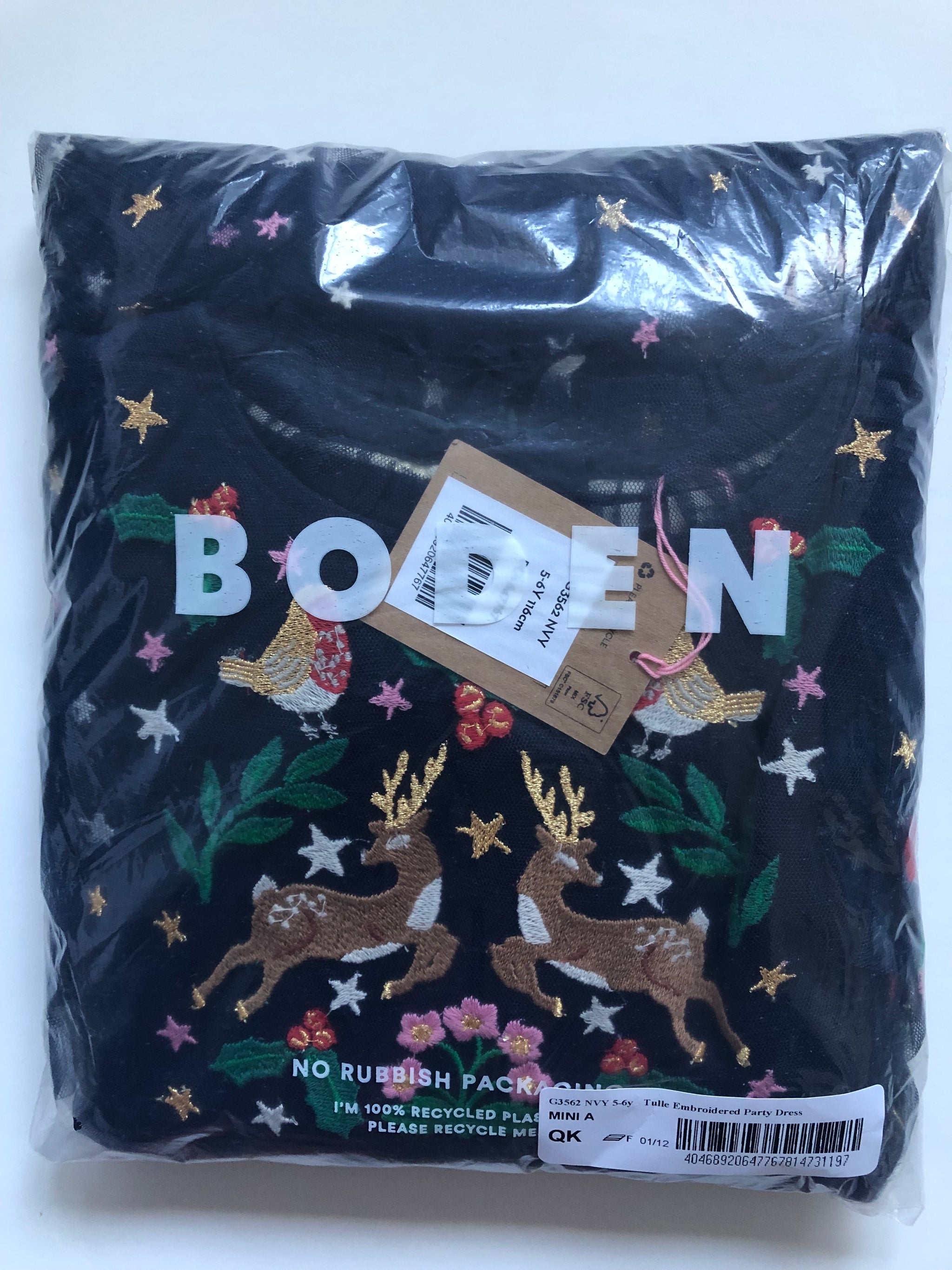 Mini Boden Embroidered Tulle Party Dress in French Navy at Nordstrom, Size 7-8Y