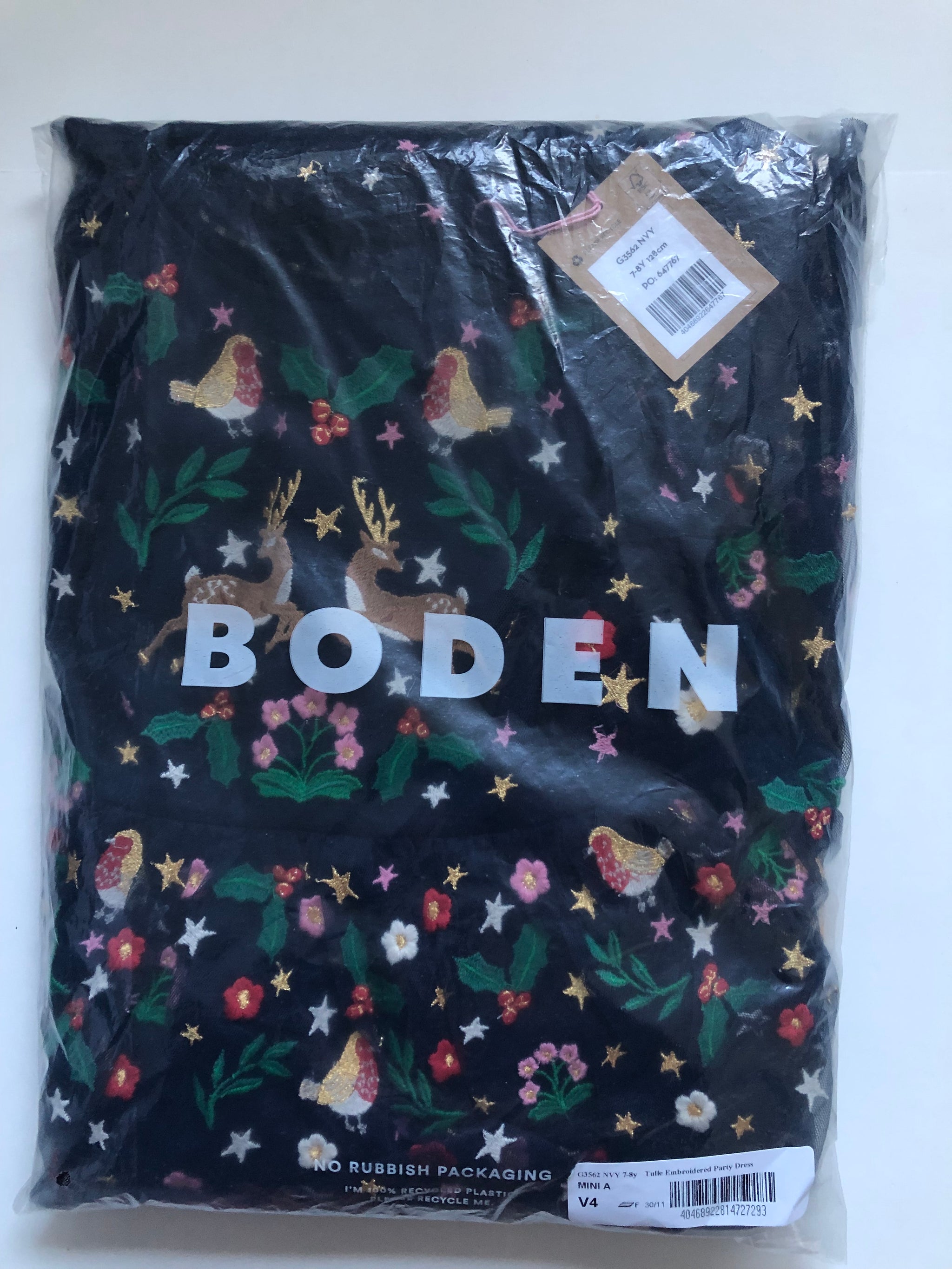 Mini Boden Embroidered Tulle Party Dress in French Navy at Nordstrom, Size 7-8Y