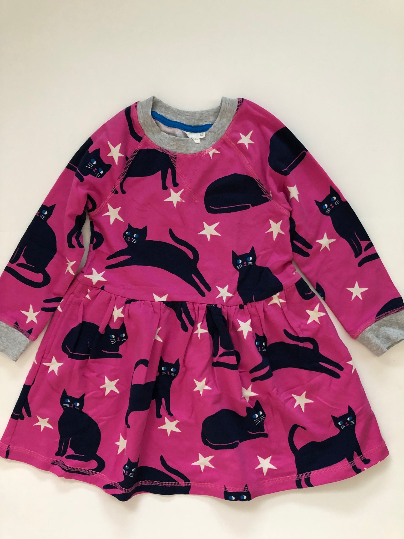 mini boden sweatshirt dress Mini Boden Sweatshirt Dress Pink Black Cats Kids Girls 2-3Y Childrens