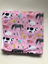 Load image into Gallery viewer, NWOT Little Sleepies Pink Farm Animals Cloud Blanket
