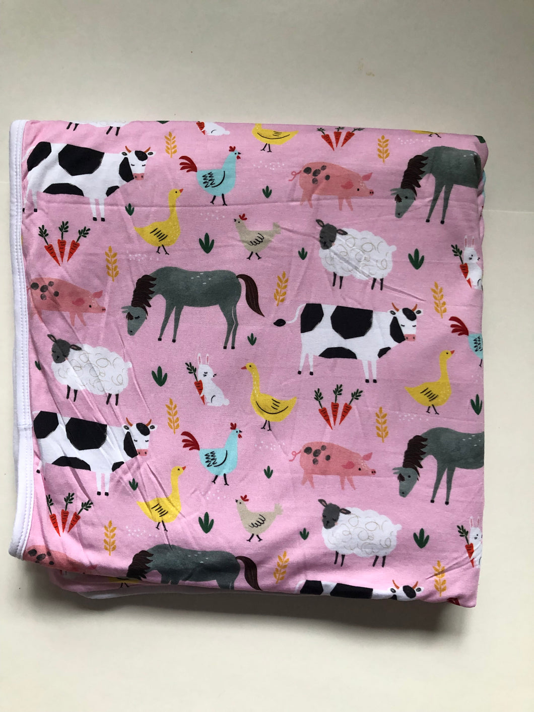 NWOT Little Sleepies Pink Farm Animals Cloud Blanket