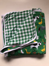 Load image into Gallery viewer, NWOT Little Sleepies Green Farm Animals Cloud Blanket
