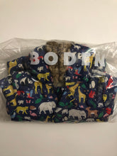 Load image into Gallery viewer, NWOT Mini Boden Navy 3-in-1 Animal Print Hooded Coat
