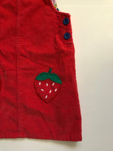Load image into Gallery viewer, VGUC Vintage Mini Boden Strawberry Pockets Cord Pinnie
