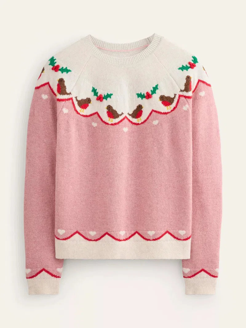 NWOT Boden Edie Fair Isle Robins Sweater