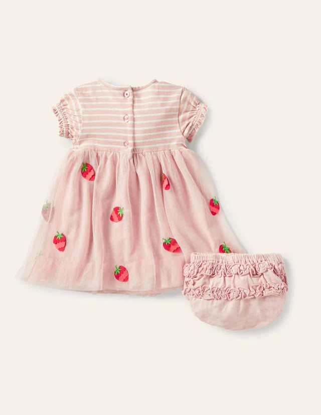 strapless open back dress Mini Boden Strawberry Tulle Dress, Size 18-24M in Provence Dusty Pink at Nordstrom