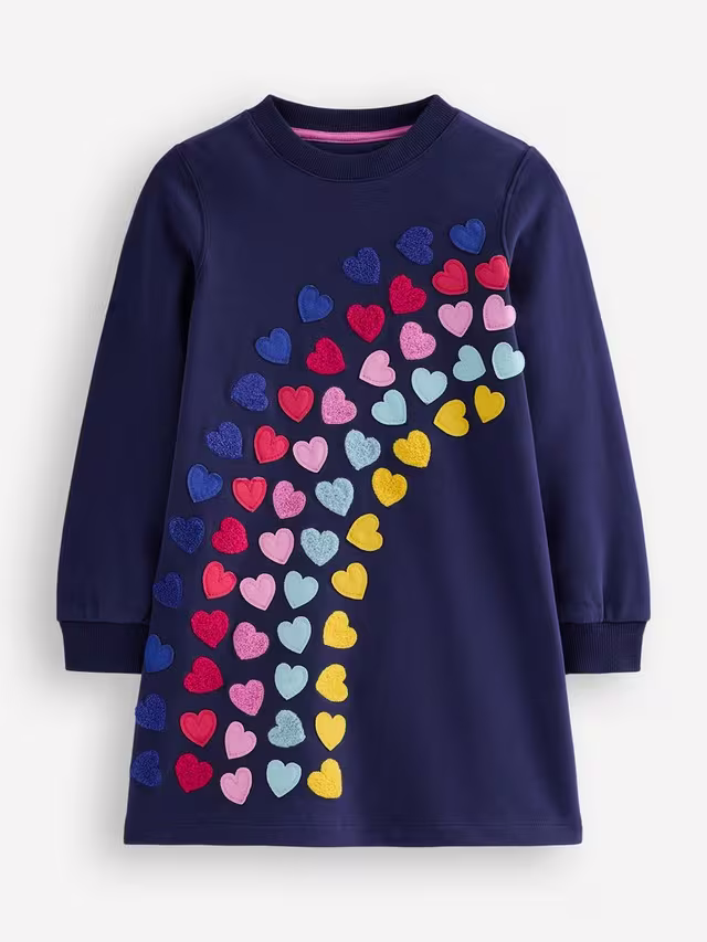 NWT Mini Boden Ida Sweatshirt Appliqué Dress