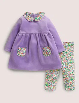 NWOT Mini Boden Velour Dress And Legging Set