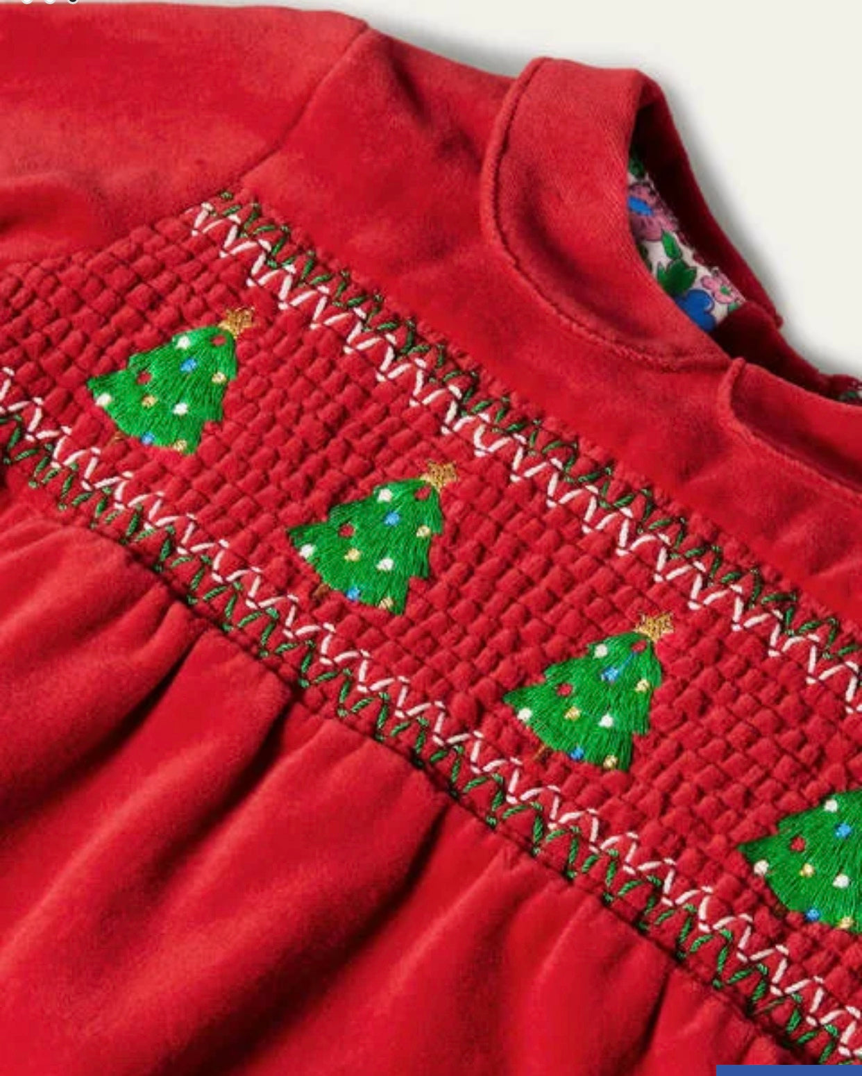 Mini Boden Holiday Smocked Velveteen Dress in Rockabilly Red at Nordstrom, Size 12-18M