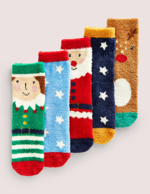NWT Mini Boden Fluffy Christmas Socks 5 Pack