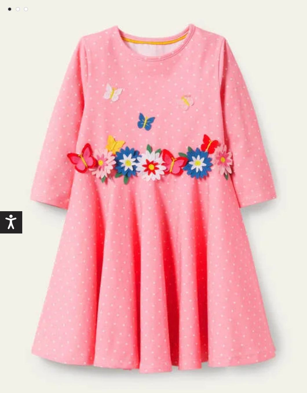 NWT Mini Boden Pink Floral Flutter Detail Smocked Dress