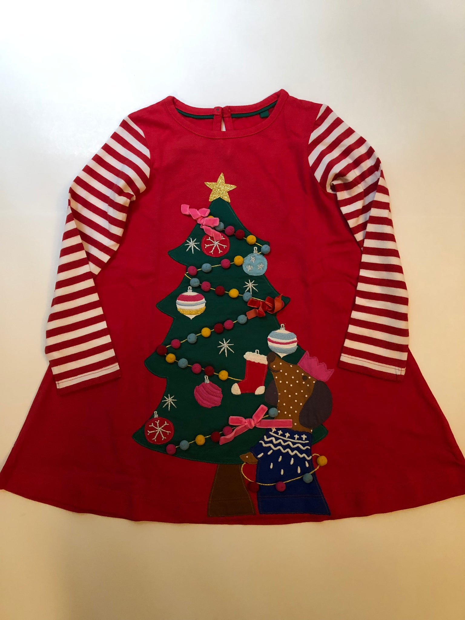 HTF NWOT Mini Boden Festive Big Appliqu Dress HTF NWOT Mini Boden Festive Big Appliqu Dress