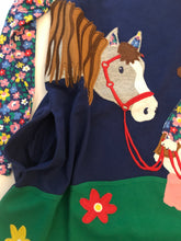 Load image into Gallery viewer, NWT Mini Boden Appliqué Dress-Starboard Blue Horse
