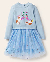 Load image into Gallery viewer, NWT Mini Boden Appliqué Tulle Sweat Dress
