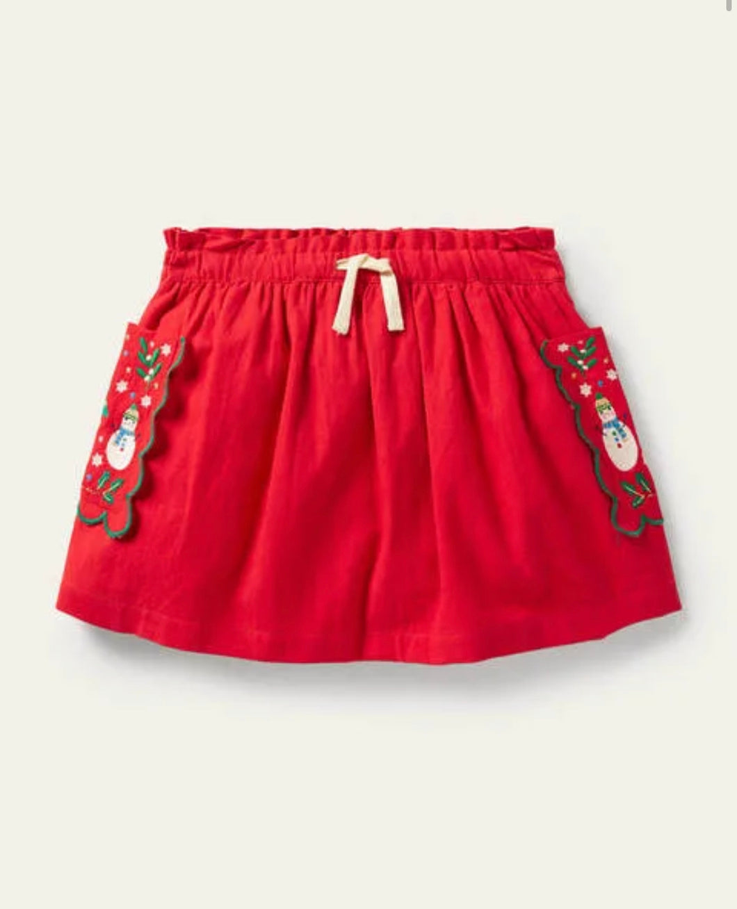 NWT Mini Boden Embroidered Pocket Skirt