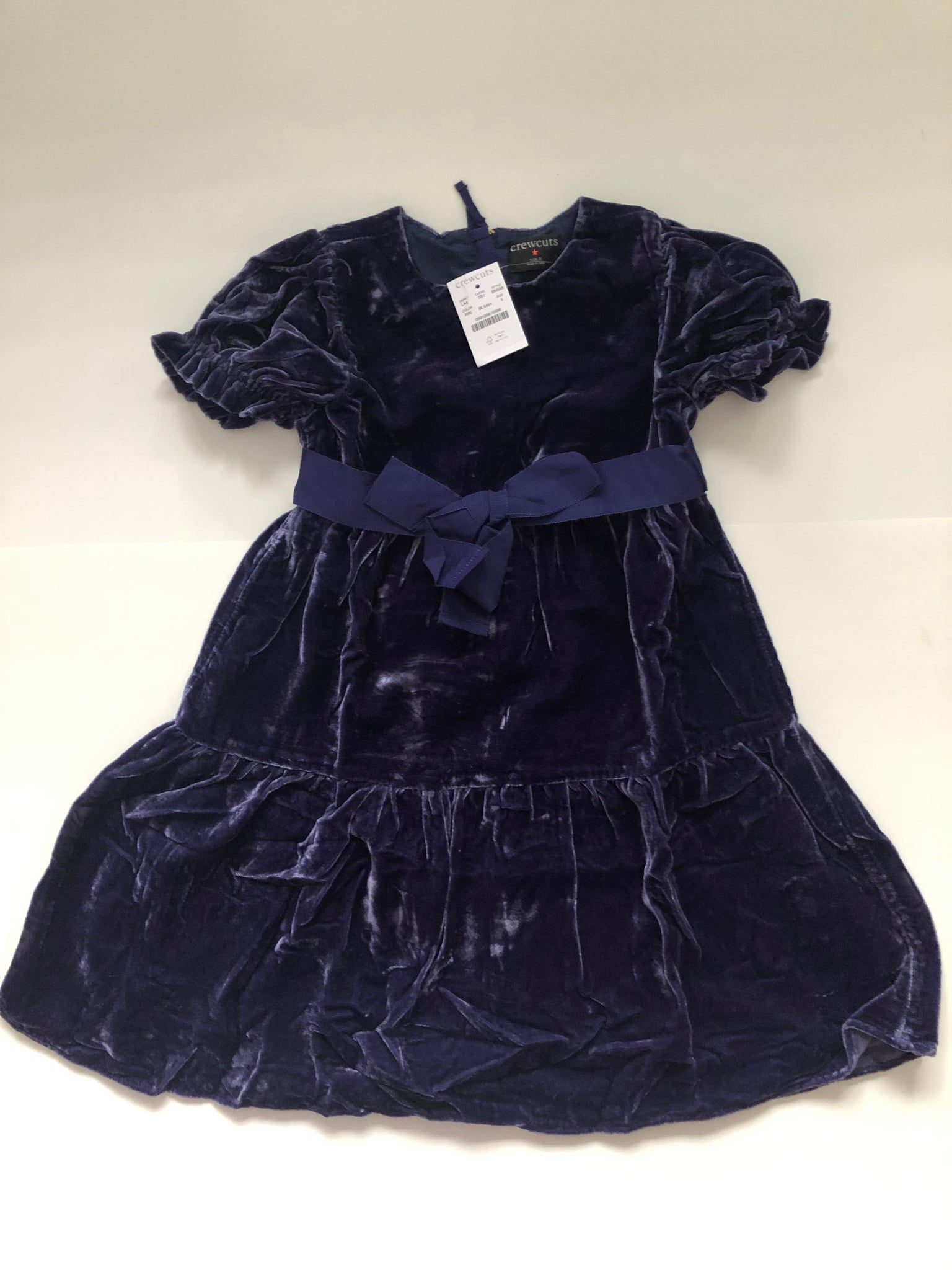 j crew blue velvet dress NWT J Crew Girls' puff-sleeve velvet party dress