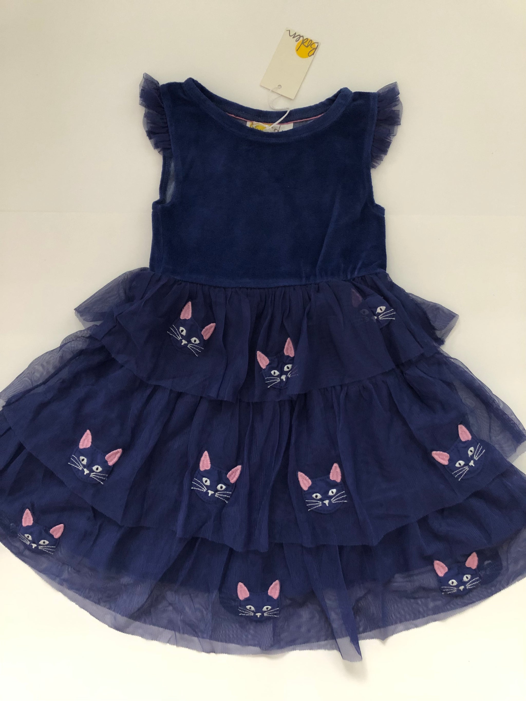 NWT Mini Boden good Frill Sleeve Appliqué Dress 4-5Y