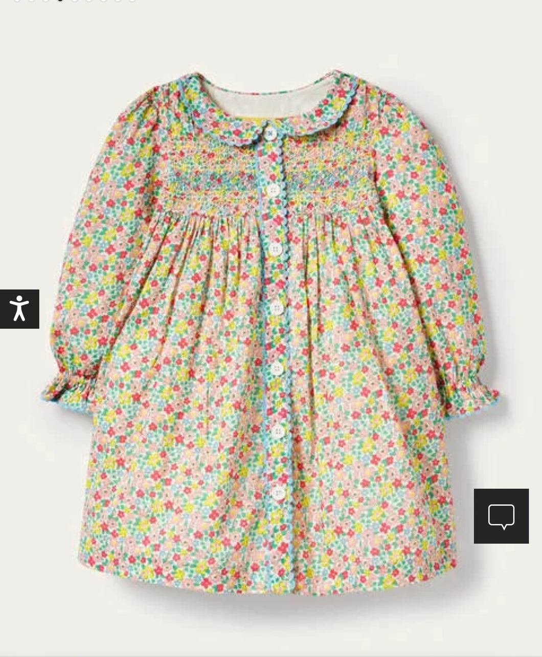 NWT Mini Boden Button-through Smocked Dress