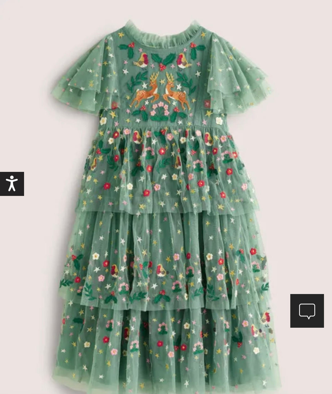 HTF NWT Mini Boden Frill Sleeve Tulle Embroidered Party Dress