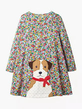 Load image into Gallery viewer, NWOT Mini Boden Floral Dog Applique Dress
